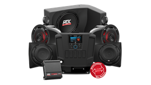 Picture of Four Speaker, Dual Amplifier, and Single Subwoofer Polaris RANGER Audio System