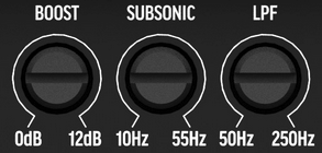Amplifier bass boost control knob