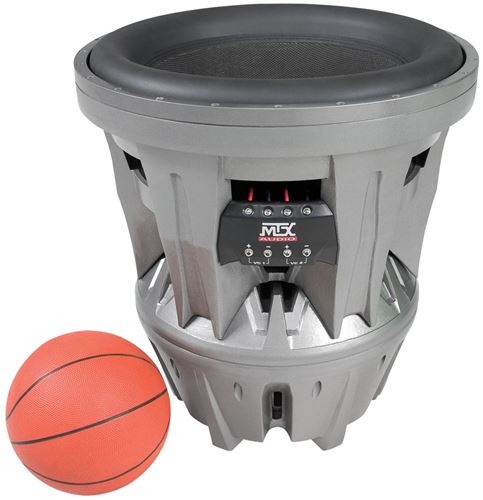 T9922-22 JackHammer Car Audio Subwoofer Perspective with Basketball