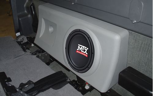 Picture of Chevrolet Silverado Crew Cab Amplified 10 inch 200W RMS Vehicle Specific Custom Subwoofer Enclosure 