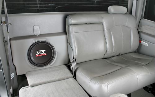 Picture of Chevrolet Silverado 2500/3500 Crew Cab Amplified Dual 10 inch 200W RMS Vehicle Specific Custom Subwoofer Enclosure 