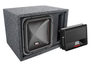 Picture of Single 12" Square Subwoofer, Amplifier, Wiring Kit and Enclosure Package