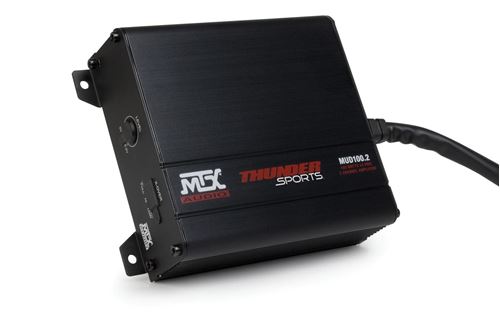 MUD100.2 All-Weather 2-Channel Amplifier Front Angle