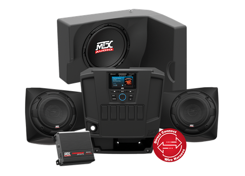 Picture of Two Speaker, Dual Amplifier, and Single Subwoofer Polaris RANGER Audio System