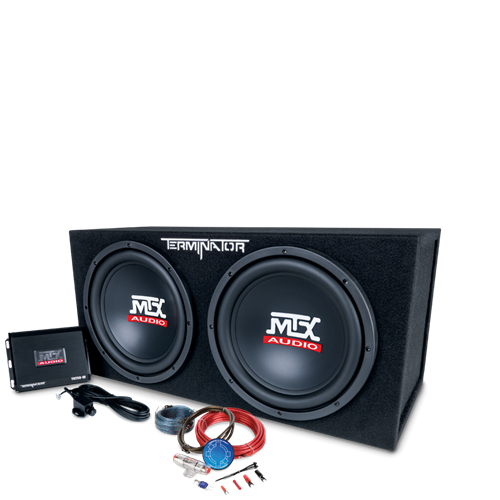 Picture of Terminator TNP212D2KIT Dual 12 inch 400W RMS Sealed Enclosure, Mono Block Amplifier, and Accessory Bundled Kit