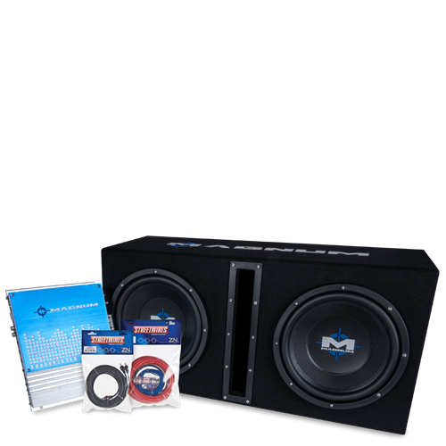 Picture of Magnum MB210SPPKG Dual 10 inch 400W RMS Vented Enclosure with Amplifier and Wire