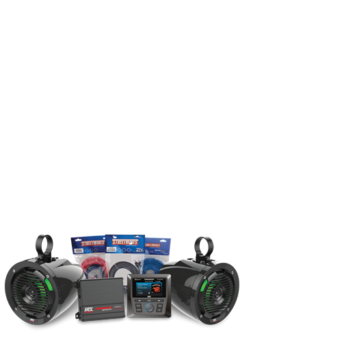 Picture of Amplifier and 2 Roll Cage Speaker with Bluetooth Media Controller Package